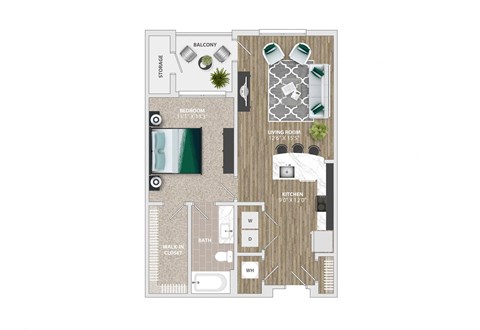 1 bed 1 bath G at Crabtree Lakeside Apartments, North Carolina, 27612